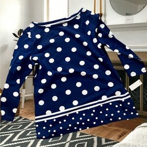 Adorable Navy Polka Dot Long Sleeve Top